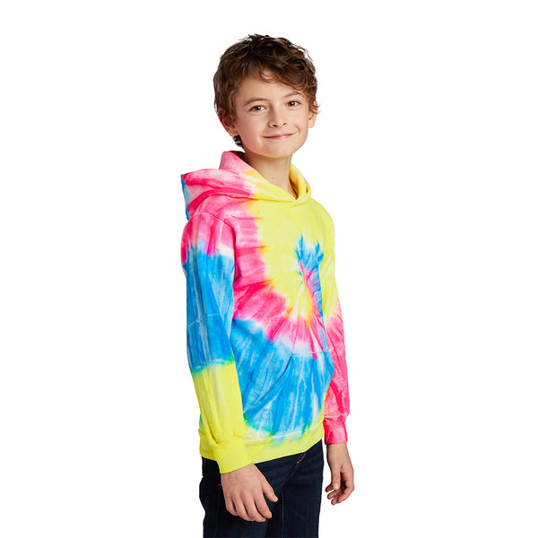 Youth Neon Rainbow Tie-Dye Pullover Hooded Sweatshirt
