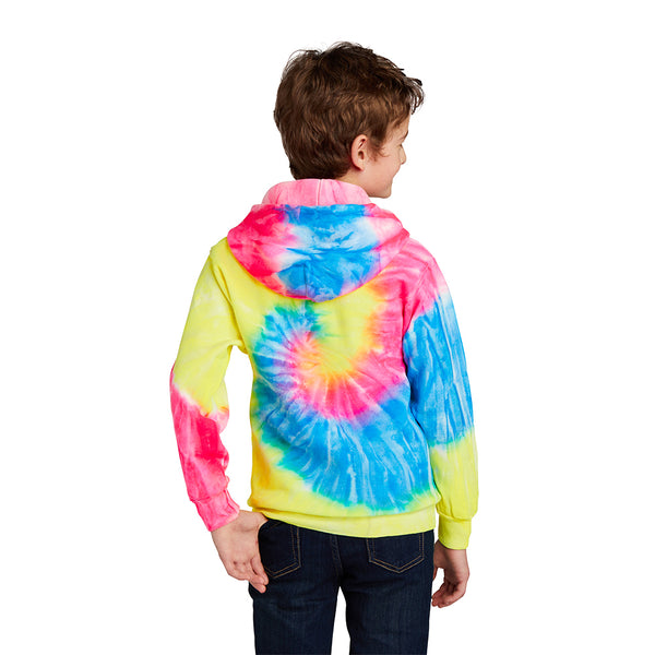 Youth Neon Rainbow Tie-Dye Pullover Hooded Sweatshirt