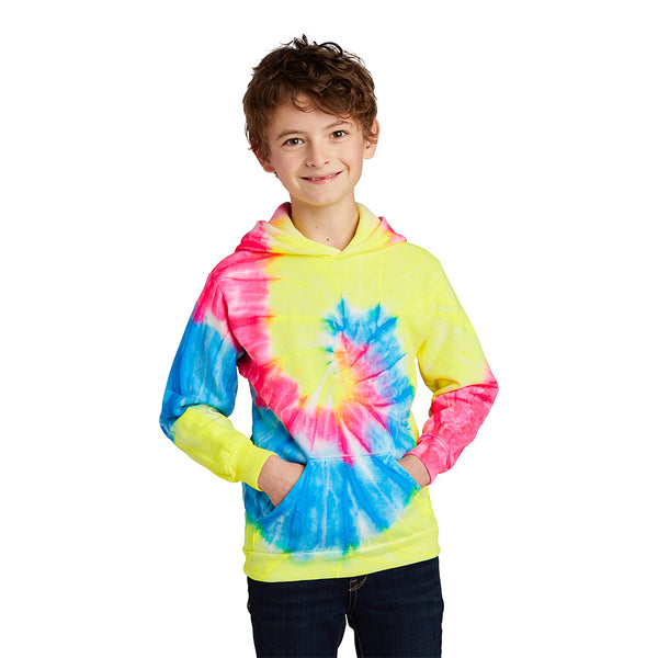Youth Neon Rainbow Tie-Dye Pullover Hooded Sweatshirt