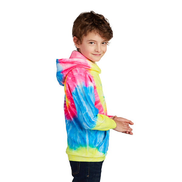 Youth Neon Rainbow Tie-Dye Pullover Hooded Sweatshirt