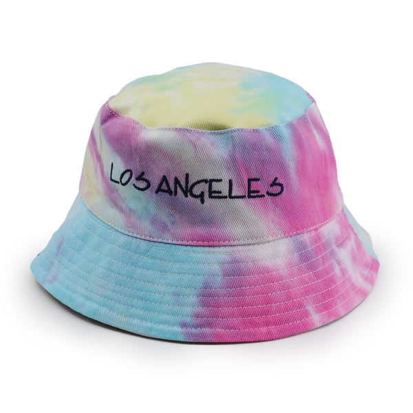 Reversible Your Beach City Unisex 100% Cotton Packable Summer Travel Bucket Beach Sun Hat Outdoor Cap. (Tie Dye Rainbow/Grey)