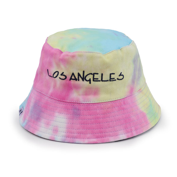 Reversible Your Beach City Unisex 100% Cotton Packable Summer Travel Bucket Beach Sun Hat Outdoor Cap. (Tie Dye Rainbow/Purple)