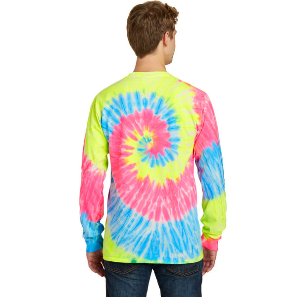 Men's Neon Rainbow Tie-Dye Long Sleeve Tee