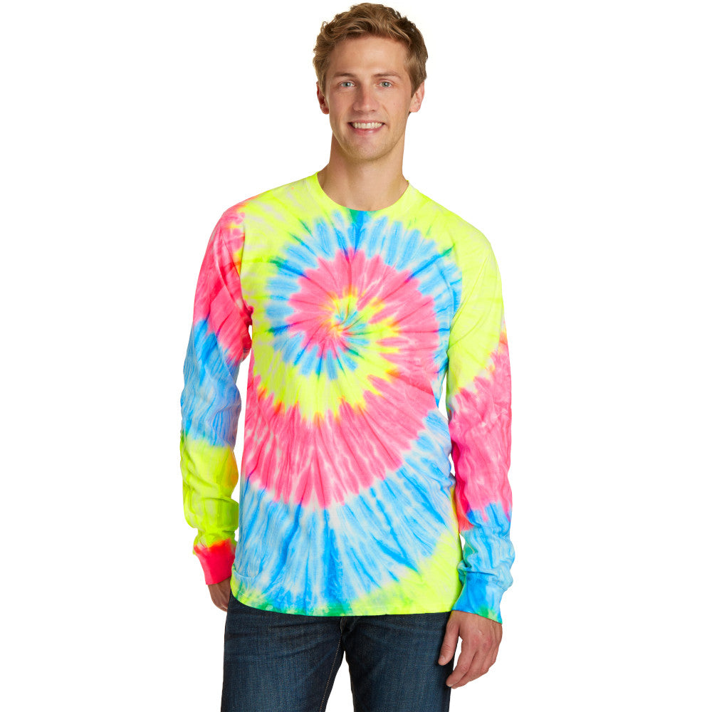 Men's Neon Rainbow Tie-Dye Long Sleeve Tee