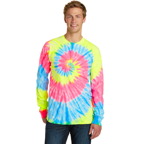 Men's Neon Rainbow Tie-Dye Long Sleeve Tee