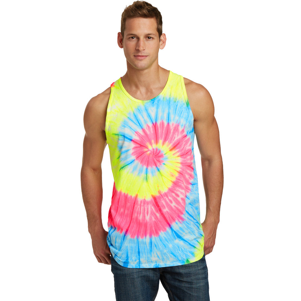 Men's Neon Rainbow Tie-Dye Tank Top