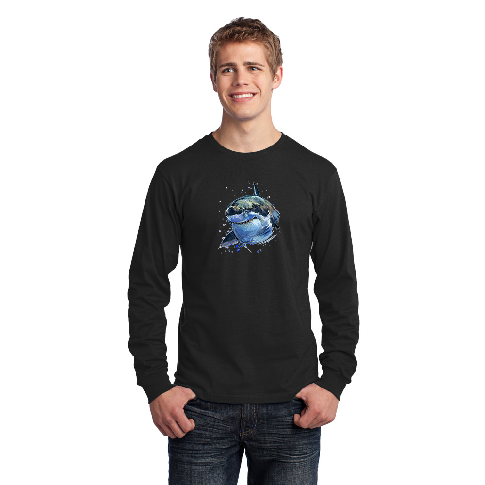 Men's Long Sleeve Jersey T-Shirt. Shark.