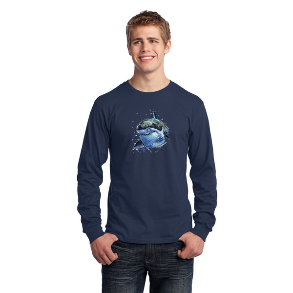 Men's Long Sleeve Jersey T-Shirt. Shark.