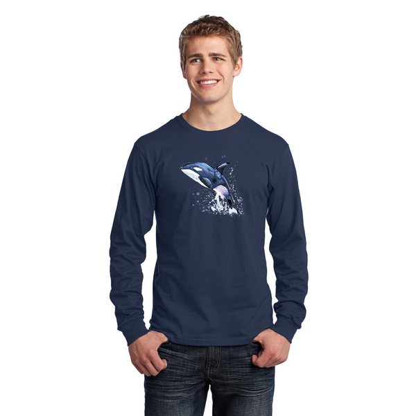 Men's Long Sleeve Jersey T-Shirt. Whale.