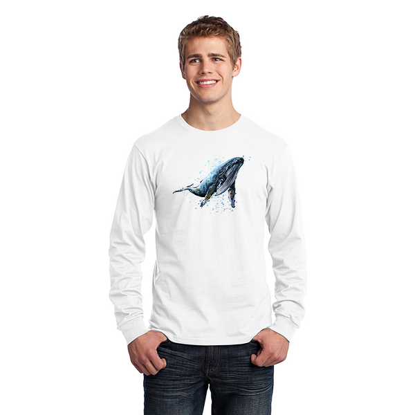 Men's Long Sleeve Jersery T-Shirt. Blue Whale.