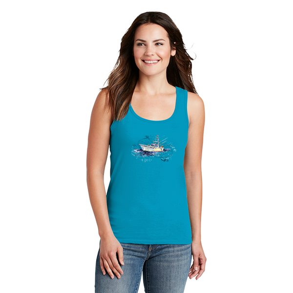 Women's Tank Top. Fishing Boat