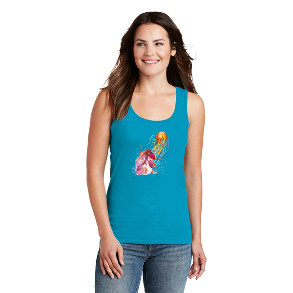 Women's Tank Top. Squid and Jellyfish.