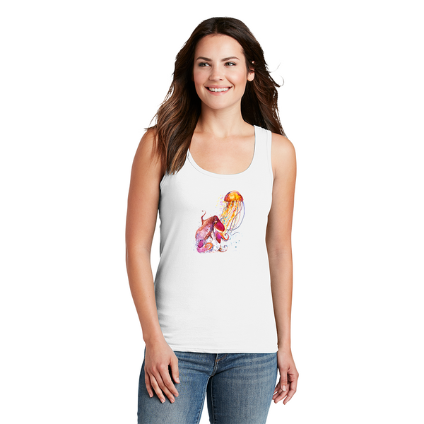 Women's Tank Top. Squid and Jellyfish.