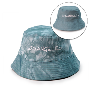 Reversible Your Beach City Unisex 100% Cotton Packable Summer Travel Bucket Beach Sun Hat Outdoor Cap. (Tie Dye Green/Green)