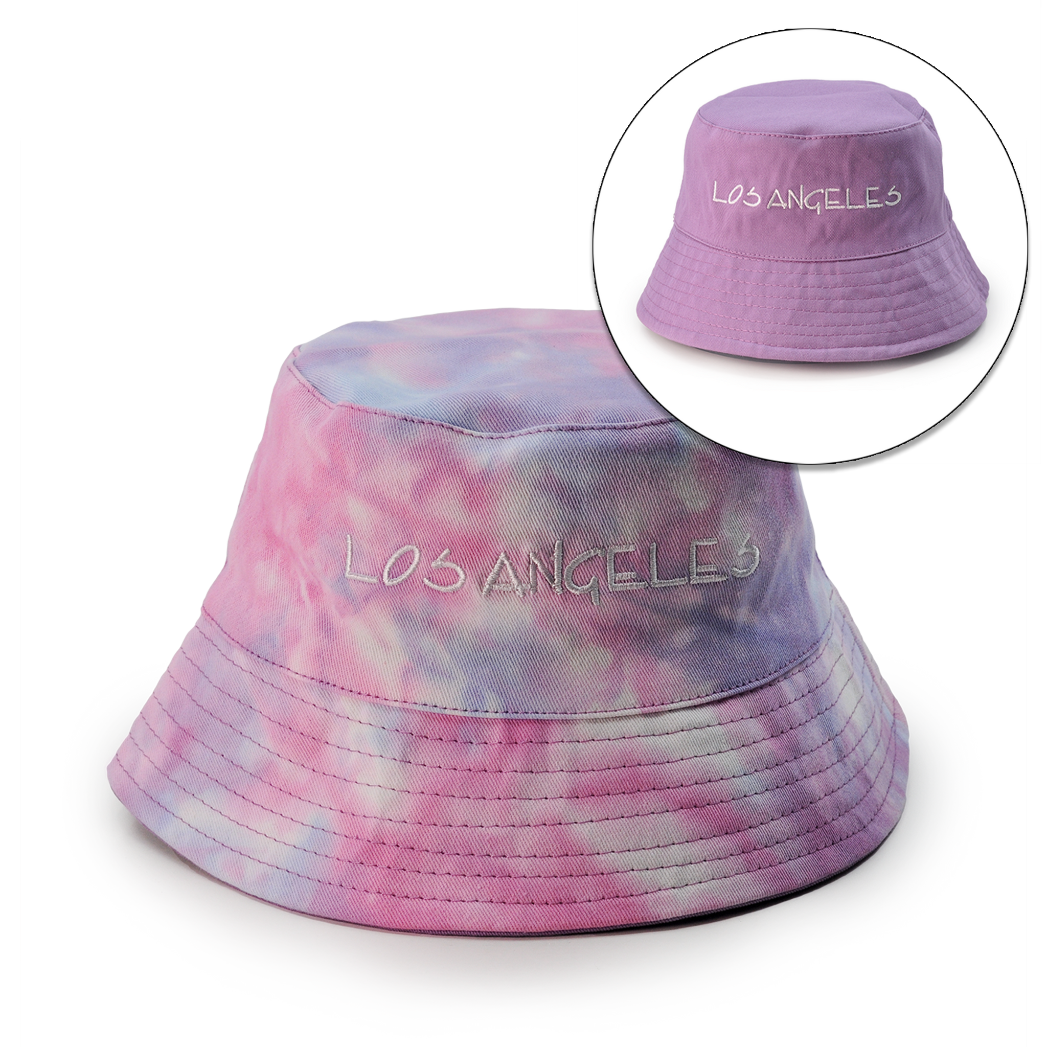 Reversible Your Beach City Unisex 100% Cotton Packable Summer Travel Bucket Beach Sun Hat Outdoor Cap. (Tie Dye Pink/Pink)