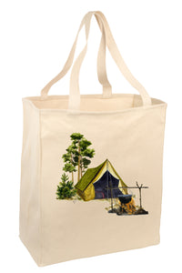 Over the Shoulder Beach Summer Tote Bag. Durable 100% Cotton and 22" Long Handle Shopping Bag. (Tent)