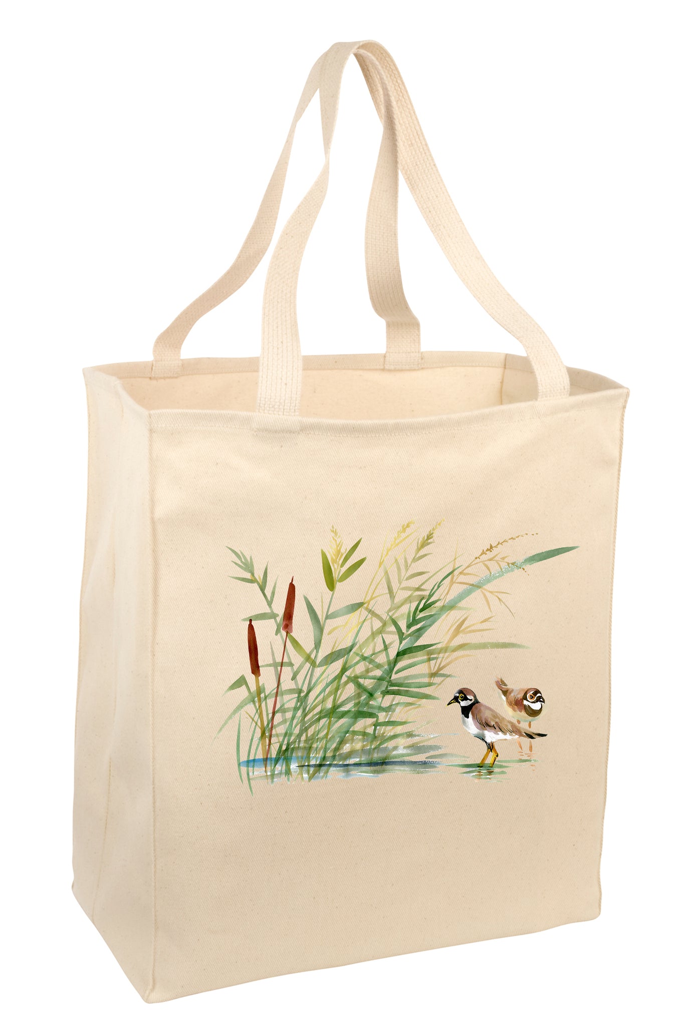 Over the Shoulder Beach Summer Tote Bag. Durable 100% Cotton and 22" Long Handle Shopping Bag. (Bird)